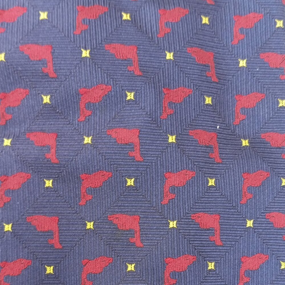 Roxy of Italy Neck Tie Dolphins & Stars 100% Silk - Picture 4 of 9